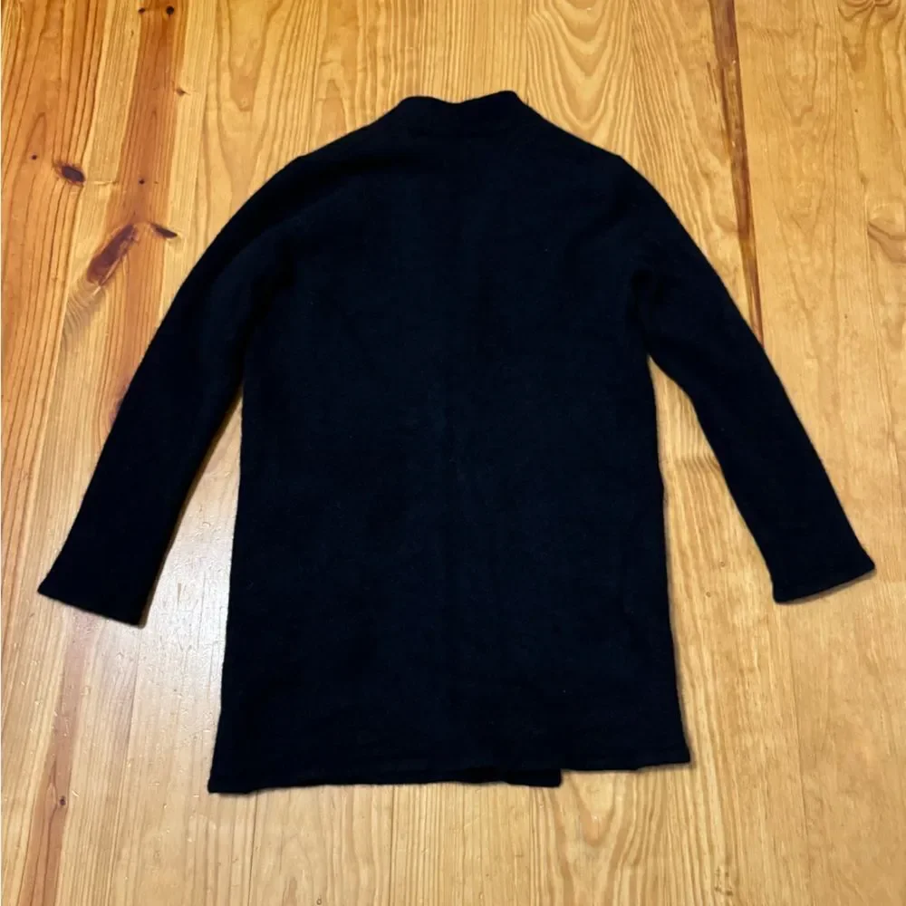 Jenni Kayne Merino Wool Yak Blend Black Cardigan Sweater Coat Open Front Size XS